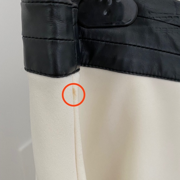 KENSIE BLACK & OFF-WHITE SKIRT WITH FAUX LEATHER WAISTBAND - Picture 7 of 8